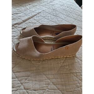 Verbenas Womens Suede Super Soft Slip On Open Toe Shoes Size 9 Gray Casual Flats